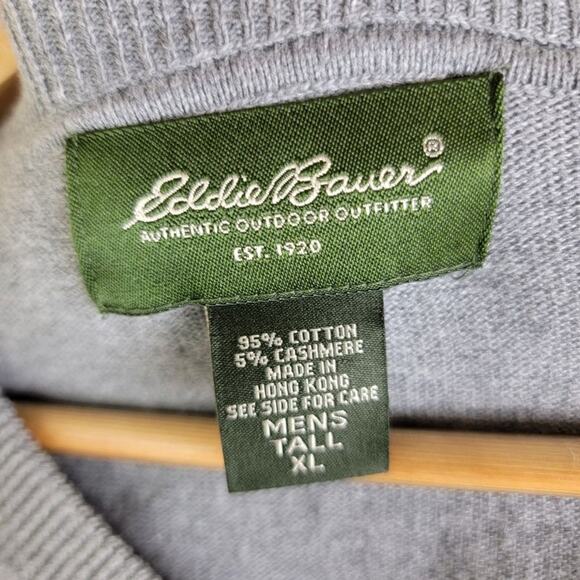 Eddie Bauer Mens Cotton Cashmere Pullover Sweater size Tall XL XLT V-Neck - Picture 9 of 11